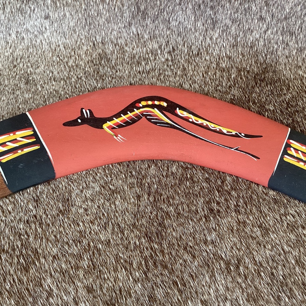 Hand Painted Returning Boomerang Crafted From Australian Brigalow Timber